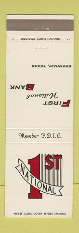 Matchbook Cover - First National Bank Brenham TX