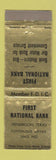 Matchbook Cover - First National Bank Henderson TX WEAR