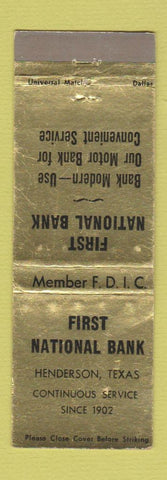 Matchbook Cover - First National Bank Henderson TX WEAR