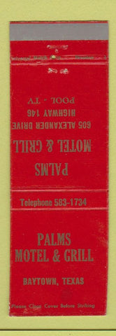 Matchbook Cover - Palms Motel Grill Baytown TX