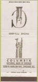 Matchbook Cover - Columbia National Bank Chicago IL 30 Strike