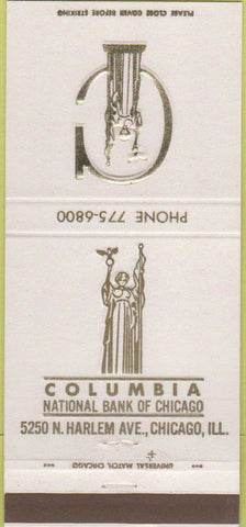 Matchbook Cover - Columbia National Bank Chicago IL 30 Strike