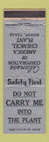 Matchbook Cover - Celanese Corp American Chemical Plant Bishop TX WEAR