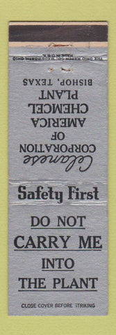 Matchbook Cover - Celanese Corp American Chemical Plant Bishop TX WEAR