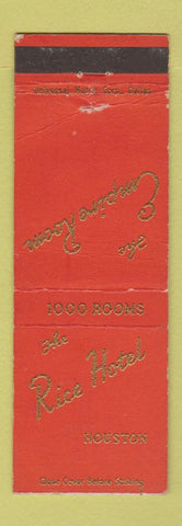 Matchbook Cover - Rice Hotel Houston TX WEAR