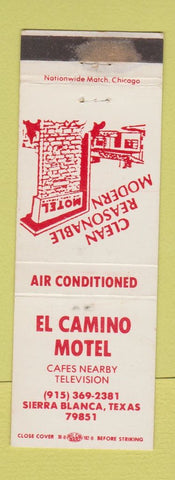 Matchbook Cover - El Camino Motel Sierra Blanca TX WEAR