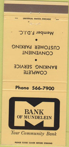 Matchbook Cover - Bank of Mundelein 30 Strike