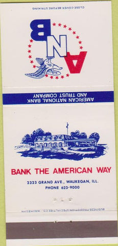 Matchbook Cover - American National Bank Waukegan IL 30 Strike