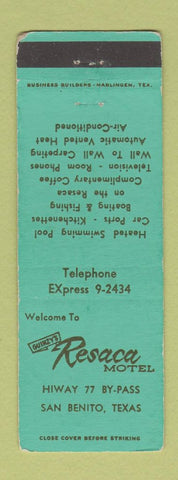 Matchbook Cover - Resaca Motel San Benito TX WORN