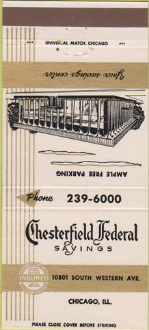 Matchbook Cover - Chesterfield Savings Bank Chicago IL