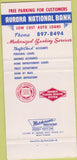 Matchbook Cover - Aurora National Bank 30 Strike IL