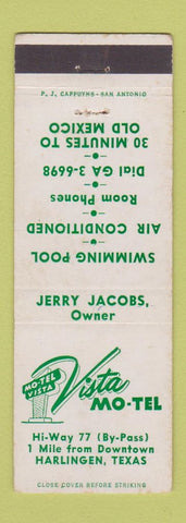 Matchbook Cover - Vista Motel Harlingen TX