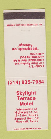 Matchbook Cover - Skylight Terrace Motel Marshall TX