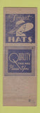 Matchbook Cover - Sara Hats Fort Worth TX