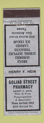 Matchbook Cover - Goliad Street Pharmacy San Antonio TX WEAR