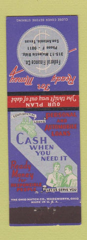 Matchbook Cover - Federal Finance San Antonio TX loans