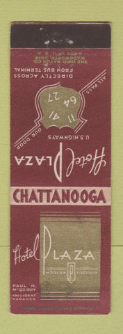 Matchbook Cover - Hotel Plaza Chattanooga TN