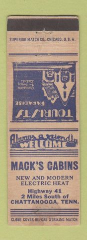 Matchbook Cover - Mack's Cabins Chattanooga TN WEAR