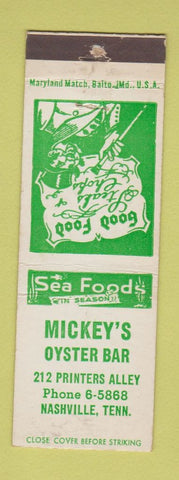 Matchbook Cover - Mickey's Oyster Bar Nashville TN WEAR