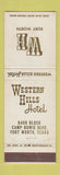Matchbook Cover - Western Hills Hotel Fort Worth TX