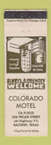 Matchbook Cover - Colorado Motel Bastrop TX