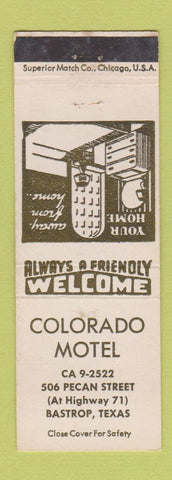 Matchbook Cover - Colorado Motel Bastrop TX