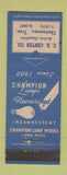 Matchbook Cover - Champion Light Bulbs CD Genter Chattanooga TN