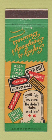Matchbook Cover - Safety Signs John Doe 1951