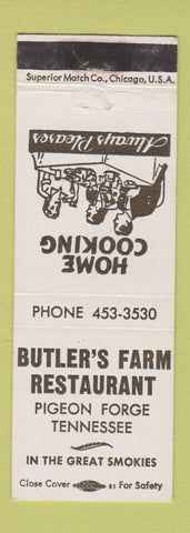 Matchbook Cover - Butler's Farm Restaurant Pigeon Forge TN