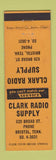 Matchbook Cover - Clark Radio Supply Bristol TN