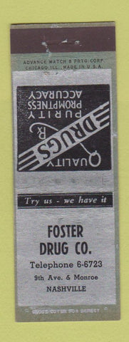 Matchbook Cover - Foster Drug Nashville TN ADVANCE