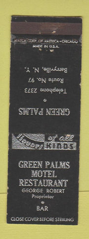 Matchbook Cover - Green Palms Motel Restaurant Barryville NY low phone # WEAR