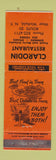 Matchbook Cover - Clarodin Restaurant West Winfield NY WEAR
