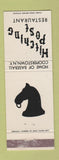 Matchbook Cover - Hitching Post Restaurant Cooperstown NY baseball