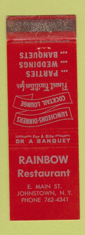 Matchbook Cover - Rainbow Restaurant Johnstown NY WORN