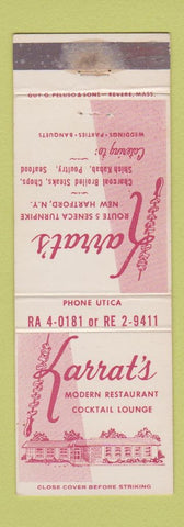Matchbook Cover - Karrat's Restaurant New Hartford NY WEAR