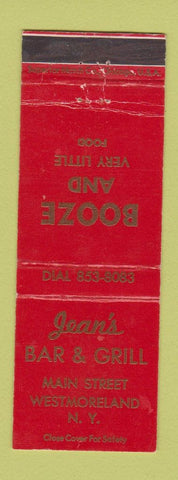 Matchbook Cover - Jean's Bar Grill Westmoreland NY WEAR