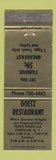 Matchbook Cover - Goetz Restaurant Yorkville NY