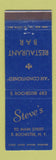 Matchbook Cover - Steve's Restaurant Bar East Rochester NY