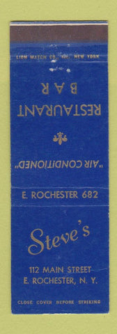 Matchbook Cover - Steve's Restaurant Bar East Rochester NY