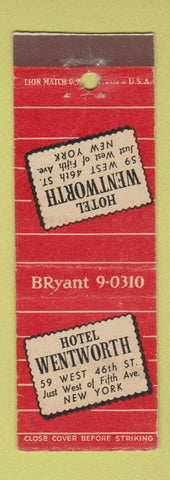 Matchbook Cover - Hotel Wentworth New York City