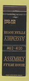 Matchbook Cover - Assembly Steak House New York City