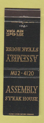 Matchbook Cover - Assembly Steak House New York City
