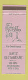 Matchbook Cover - Lewis' Restaurant Sherburne NY LAVENDER