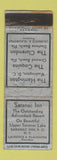 Matchbook Cover - Saranac Inn NY Washington DC Ormond Beach FL POOR