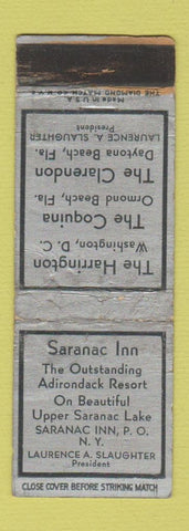 Matchbook Cover - Saranac Inn NY Washington DC Ormond Beach FL POOR