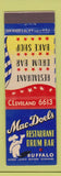 Matchbook Cover - Mac Doel's Restaurant Buffalo NY