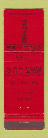 Matchbook Cover - Canton Village Chinese New York City