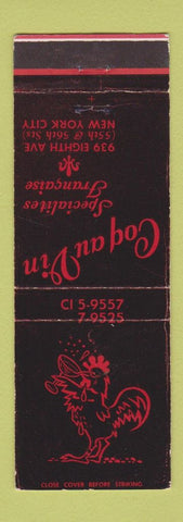 Matchbook Cover - Coq au Vin French Restaurant New York City rooster WEAR