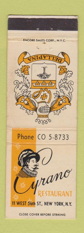 Matchbook Cover - Cyrano Restaurant New York City